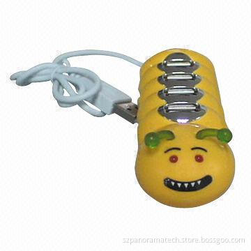 USB 2.0 cartoon design hub, 4 ports, different colors are available, full-speed